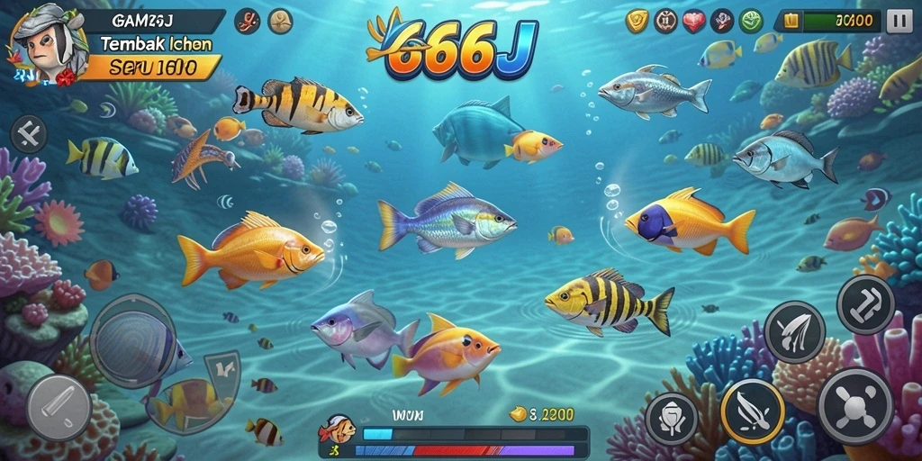 Tampilan menarik dari gameplay Tembak Ikan di 666J.