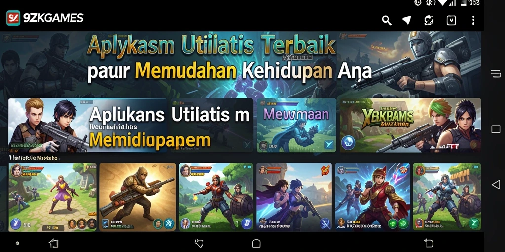 Tampilan antarmuka utama 9ZKGAMES dengan fitur utilitas yang menarik.