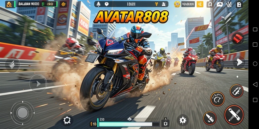 Gameplay seru balapan motor di AVATAR808 dengan visual menakjubkan.