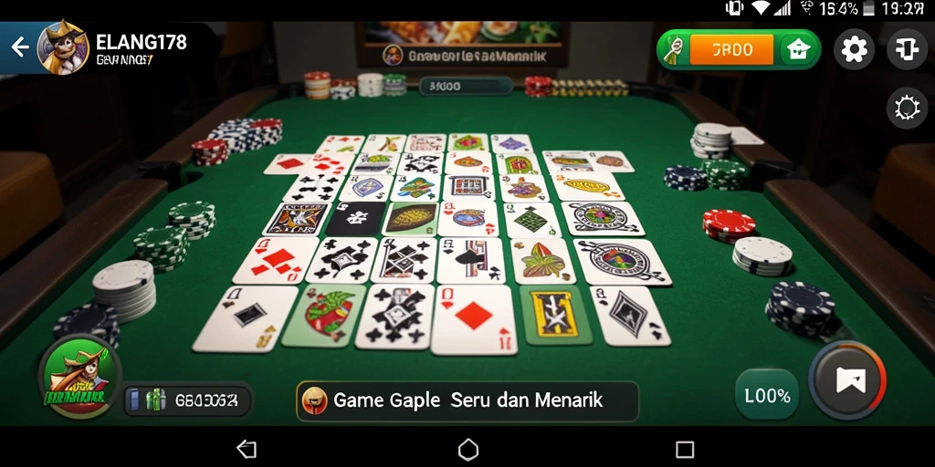 Tangkapan layar utama ELANG178 menampilkan serunya gameplay Gaple.