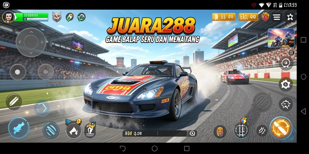 Tampilan gameplay JUARA288 yang seru dengan balapan mendebarkan.
