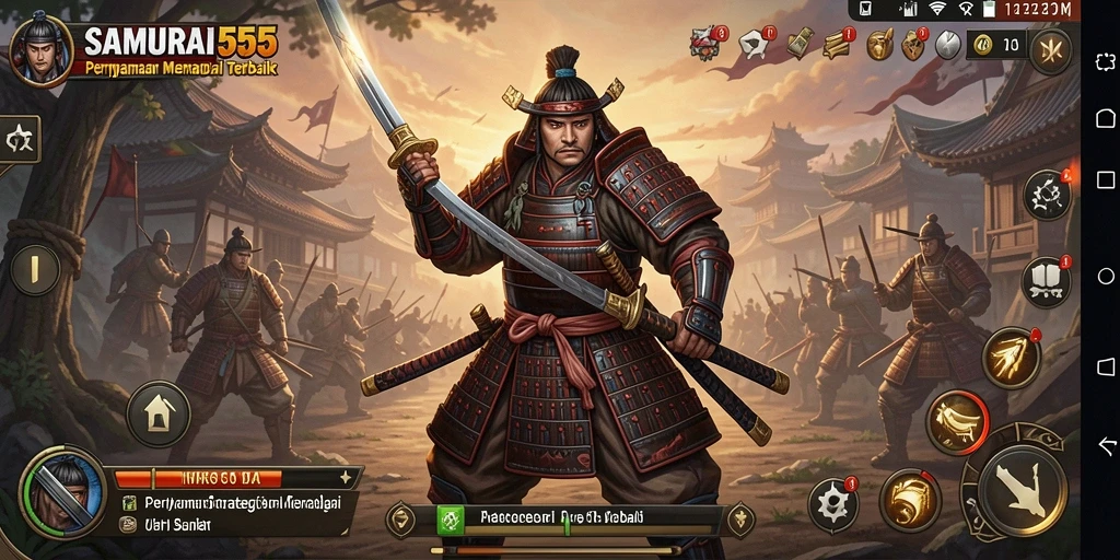 Tampilan gameplay SAMURAI555 yang menegangkan di medan perang.