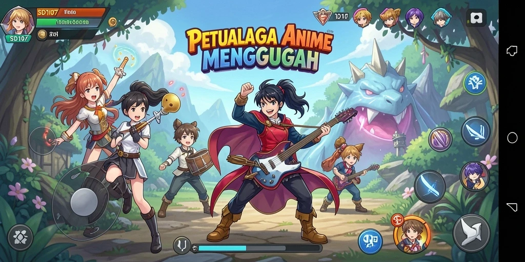 Screenshot gameplay SD107 menampilkan karakter Anime dalam aksi.
