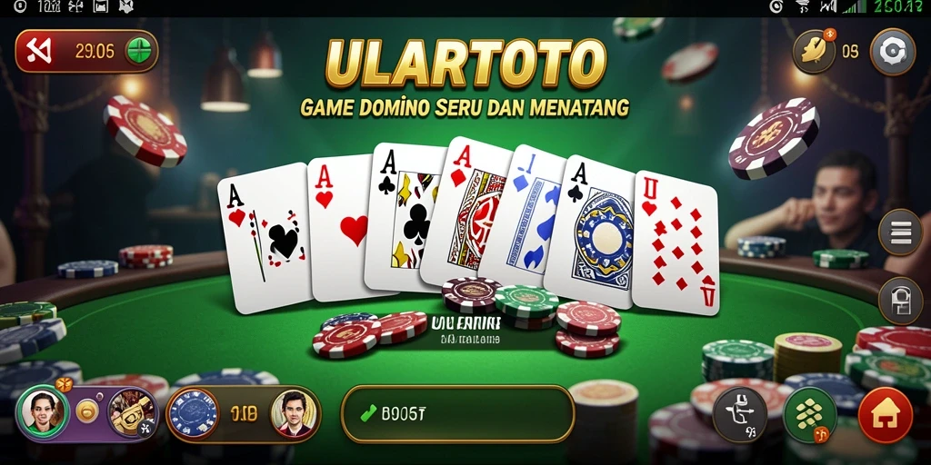 Screenshot ULARTOTO menampilkan serunya bermain Domino secara online.